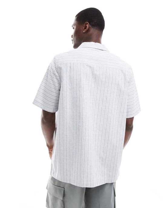 ASOS DESIGN avslappnad skjorta med krage i blå ränder - Image 4