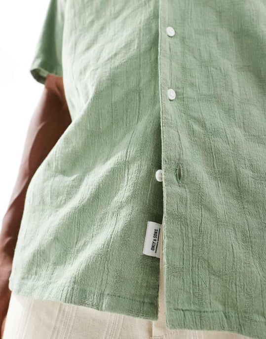 ONLY & SONS krage skjorta med texturdetalj i teal - Image 2