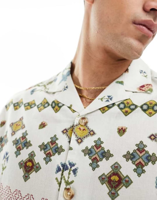 ASOS DESIGN oversized revere shirt with floral print - Image 2