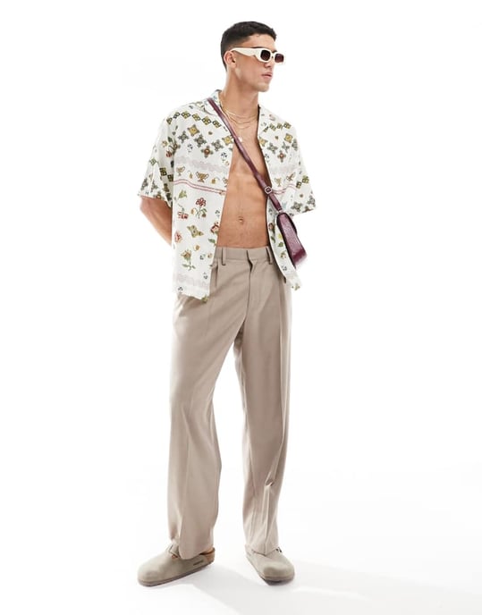 ASOS DESIGN oversized revere shirt with floral print - Image 3