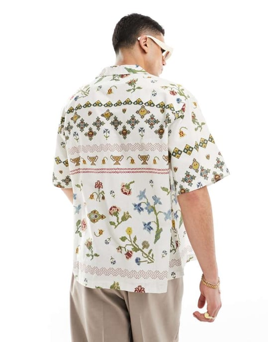 ASOS DESIGN oversized revere shirt with floral print - Image 4