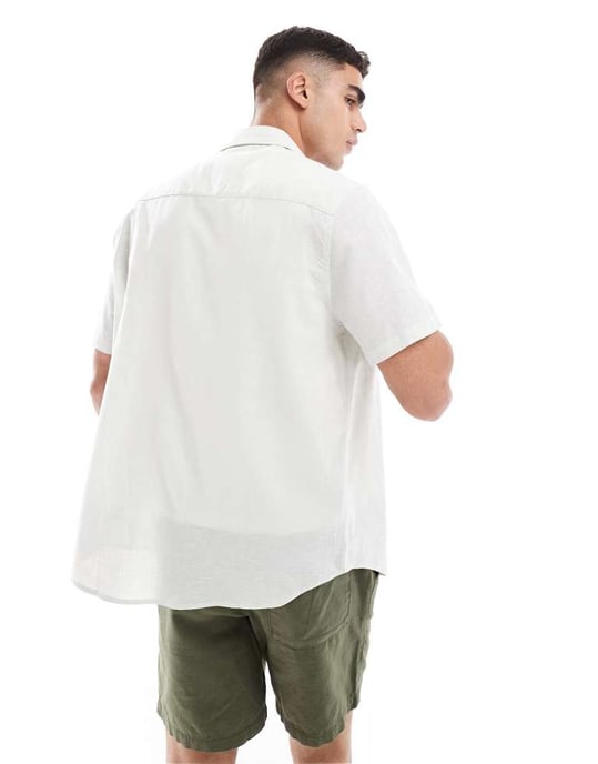 ASOS DESIGN regular smart linne skjorta med myntkrage i mintgrön - Image 2