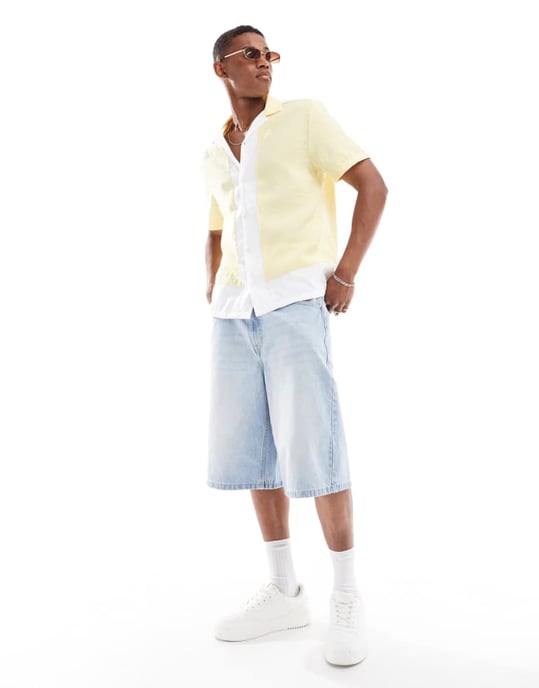 ASOS DESIGN oversized skjorta med omtalad krage i ljusgul - Image 2