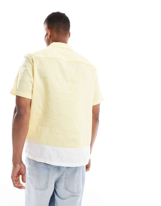 ASOS DESIGN oversized skjorta med omtalad krage i ljusgul - Image 4