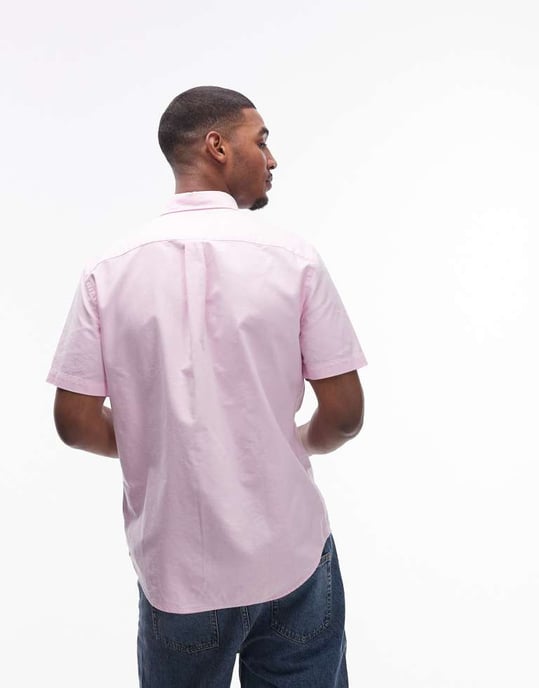 Tommy Hilfiger heritage oxford short sleeve shirt in pale pink - Image 4