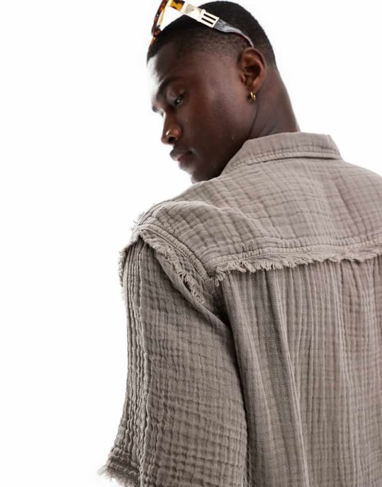 ASOS DESIGN avslappnad skjorta med revere-krage i grått - Image 2