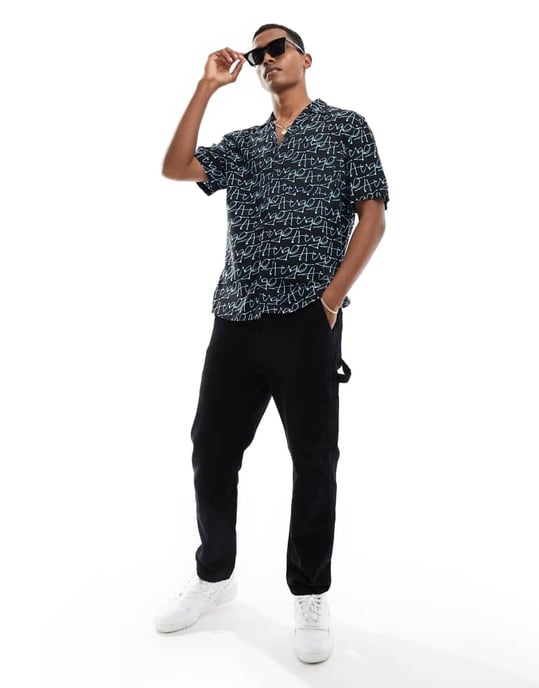 HUGO RED Ellino shirt in black print - Image 2
