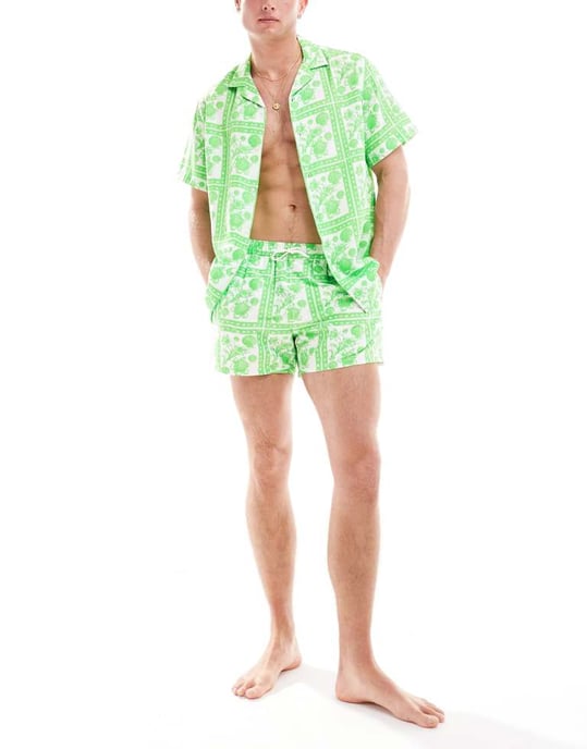 ASOS DESIGN koord avslappnad revere skjorta i blommigt kakeltryck - Image 3