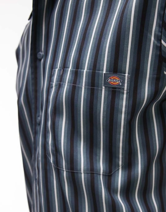 Dickies multi stripe short sleeve work shirt in blue - Image 3