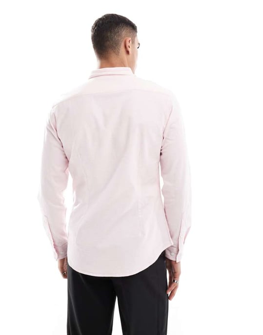ASOS DESIGN slim fit oxford bröllopsskjorta i ljusrosa - Image 2