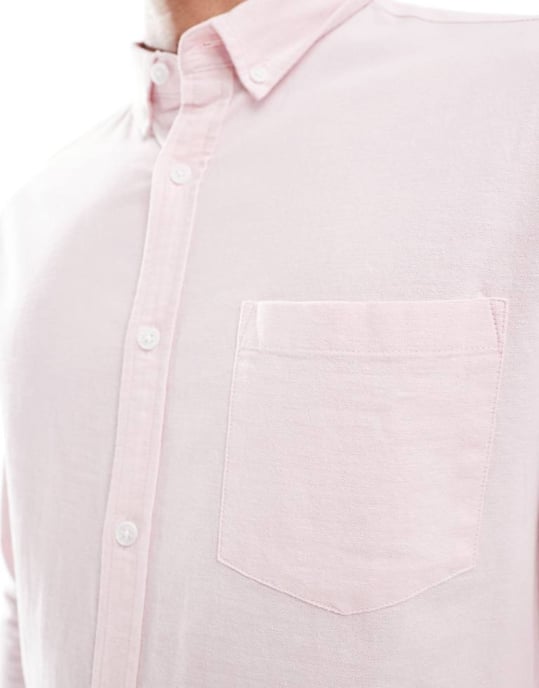 ASOS DESIGN slim fit oxford bröllopsskjorta i ljusrosa - Image 4