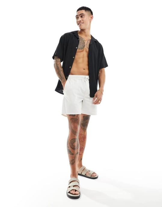 ASOS DESIGN avslappnad krage struktur skjorta i svart - Image 3