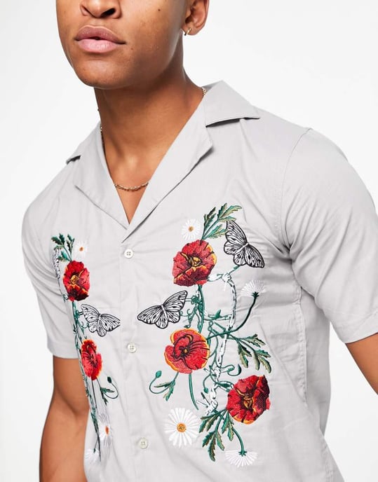 Bolongaro Trevor skjorta med rosbroderi i sten - Image 3