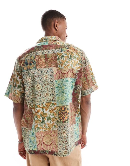 ASOS DESIGN avslappnad skjorta med kavajkrage i gobelängmönster - Image 4