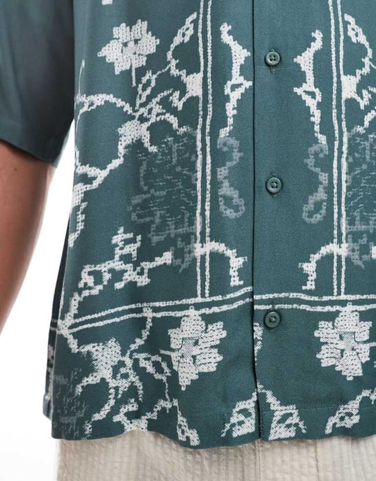 ONLY & SONS krage skjorta med blommönster i teal - Image 3