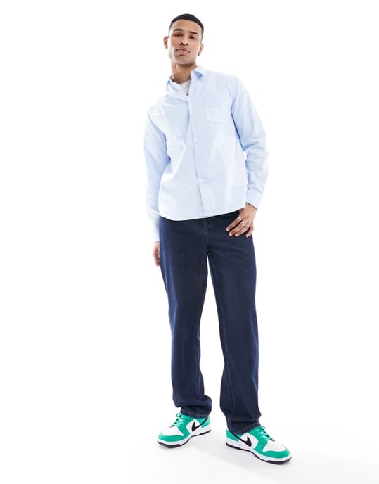 Farah Brewer slim fit patchskjorta i blått - Image 2