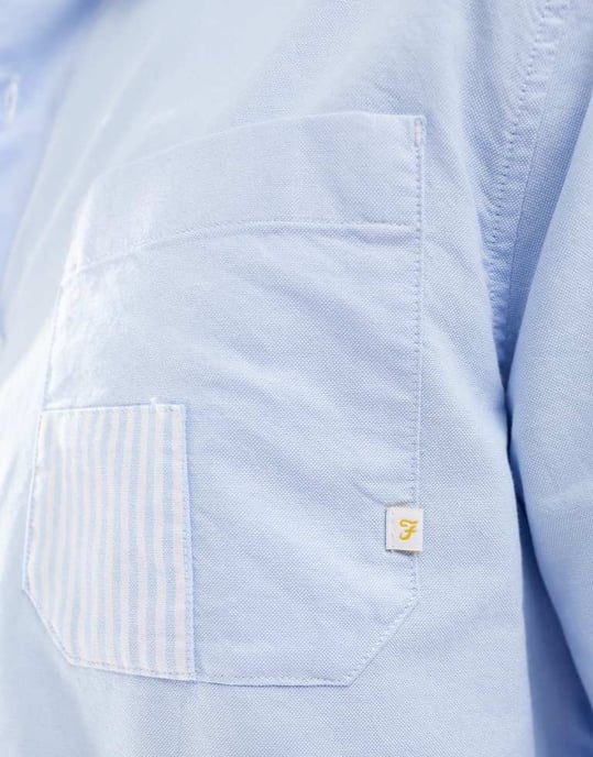 Farah Brewer slim fit patchskjorta i blått - Image 3