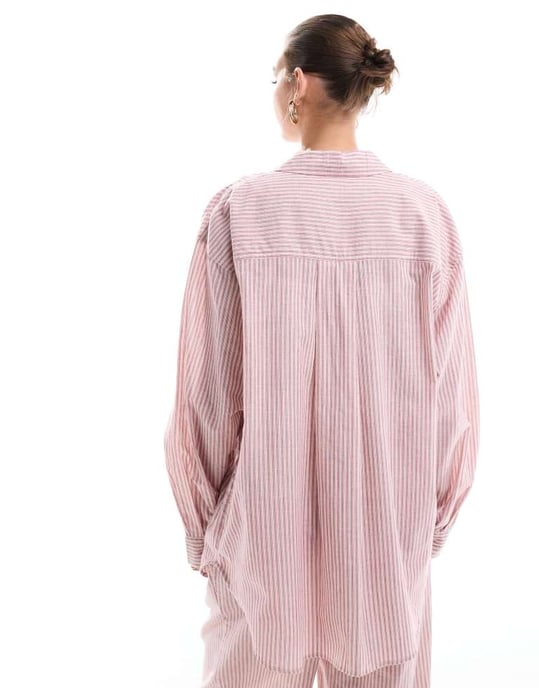 ASOS DESIGN avslappnad skjorta i röd randig koord - Image 3