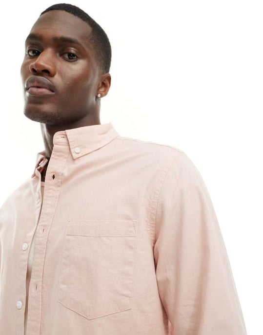 ASOS DESIGN överstor skjorta oxford vanlig skjorta i ljusrosa - Image 4