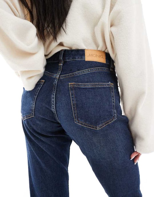 Monki Ako mid waist slim fit jeans i havsblå - Image 4