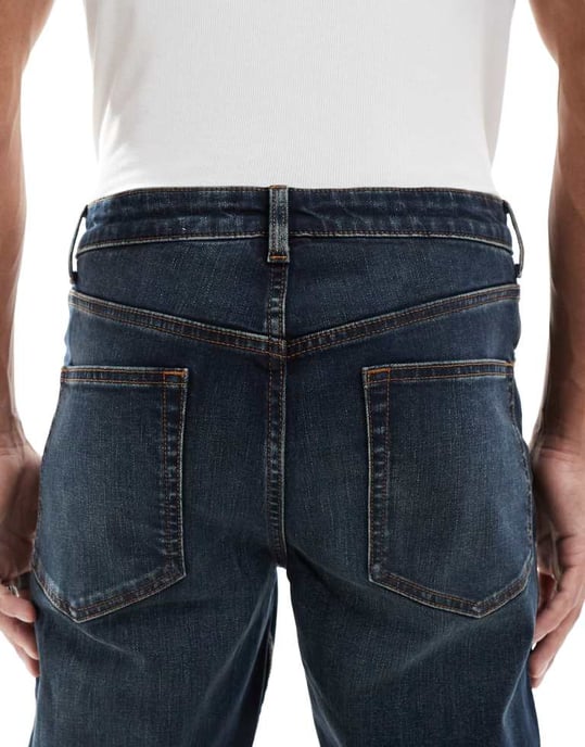 ASOS DESIGN slim jeans med toning i mörk tvättblå - Image 4