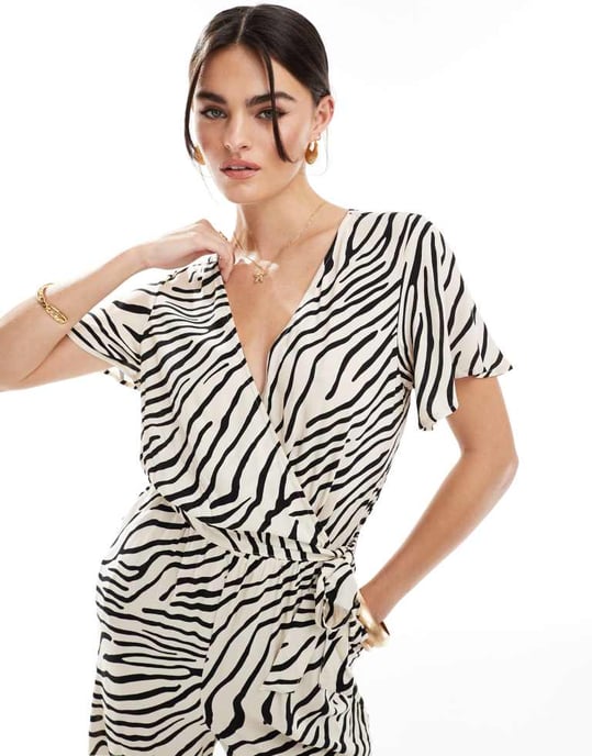 JDY knytmidja vida byxor jumpsuit i mono zebra - Image 3