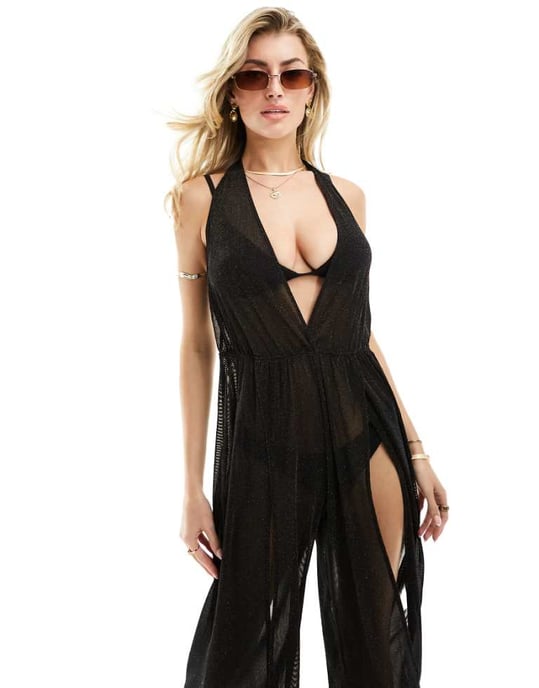 Ann Summers glittrande sandsoverall i svart - Image 1
