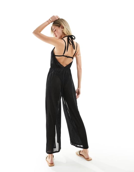Ann Summers glittrande sandsoverall i svart - Image 4
