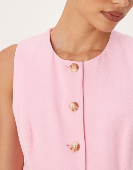 Nobody's Child long line crew waistcoat co-ord in pink - Image 3
