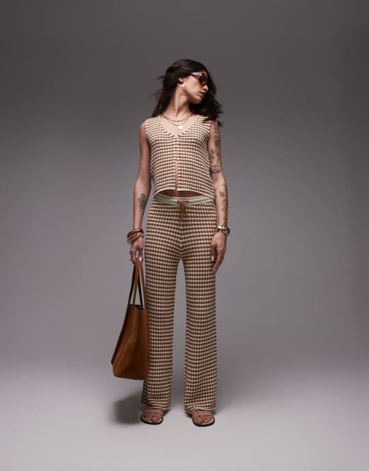 Topshop knitted check pattern waistcoat co-ord - Image 3