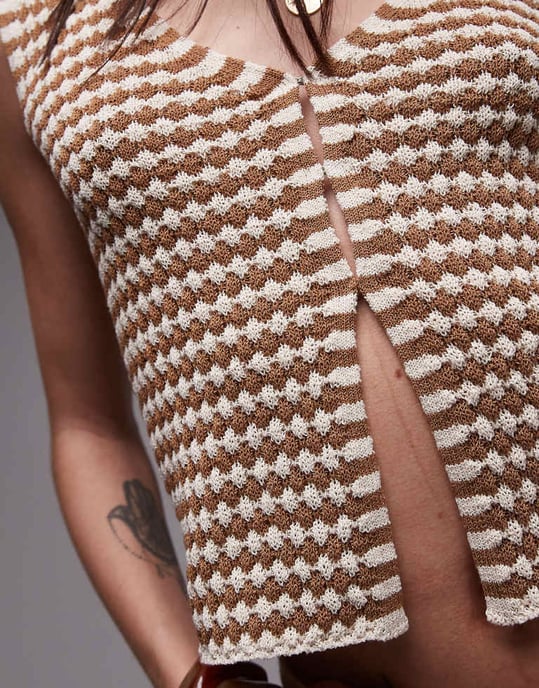 Topshop knitted check pattern waistcoat co-ord - Image 4