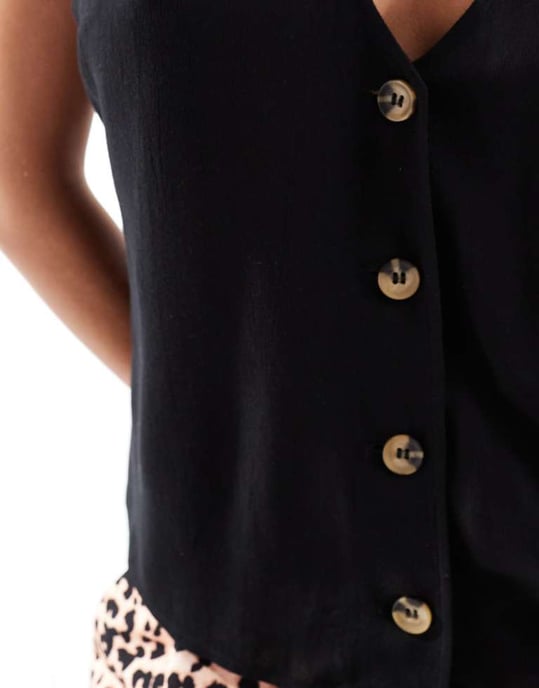ASOS DESIGN linne-liknande väst i svart - Image 3