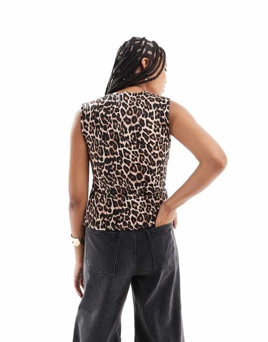 ASOS DESIGN jersey väst i leopardmönster - Image 4