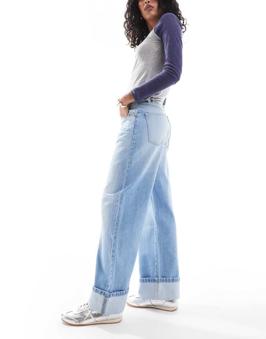 Cotton On raka jeans med knytband i himmelsblå - Image 2