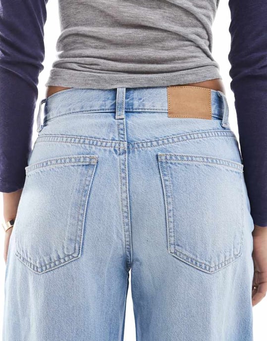 Cotton On raka jeans med knytband i himmelsblå - Image 4