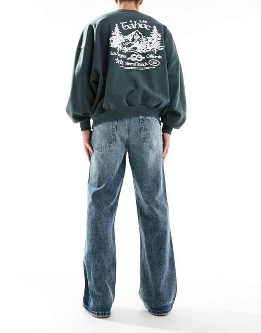 ASOS DESIGN vida utställda jeans i gråblå tvätt - Image 2