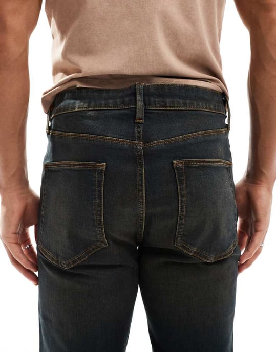 ASOS DESIGN stretch flare-jeans i svart med brun nyans - Image 4