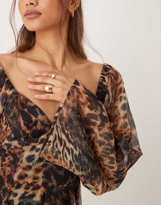 Miss Selfridge western long sleeve playsuit in leopard print - Image 2