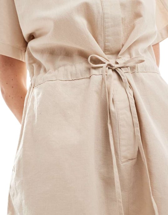 JJXX linne jumpsuit i beige - Image 2