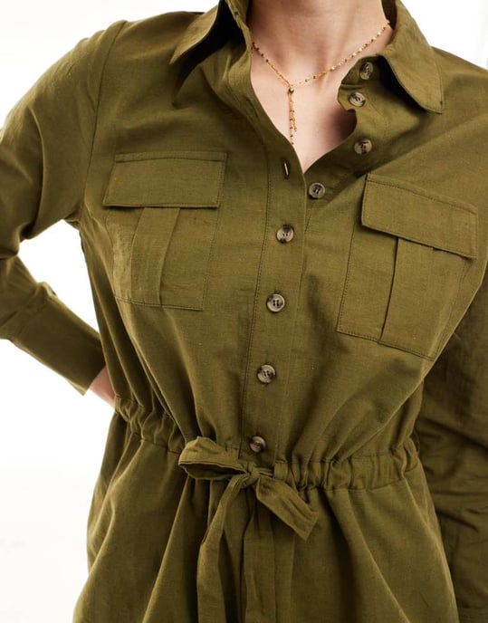 Nobody's Child Miranda utility stil rompers i khaki - Image 3