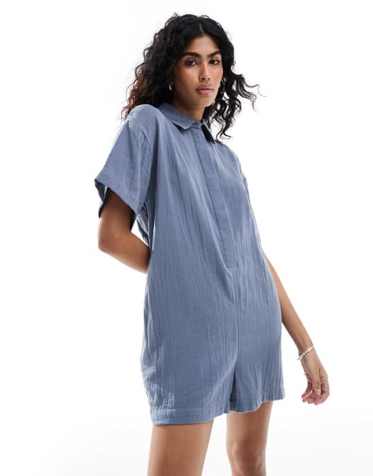 ASOS DESIGN skjortoverall i blått - Image 3