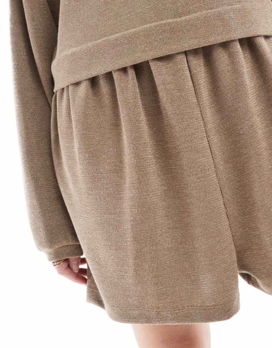 Miss Selfridge soft touch smock playsuit in brown - Image 3