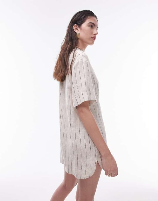 Topshop knäppning rompers i naturlig rand - Image 3