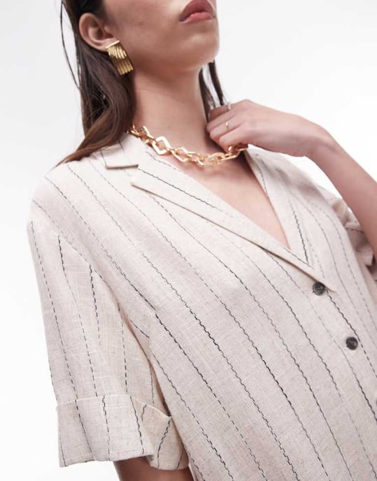 Topshop knäppning rompers i naturlig rand - Image 4