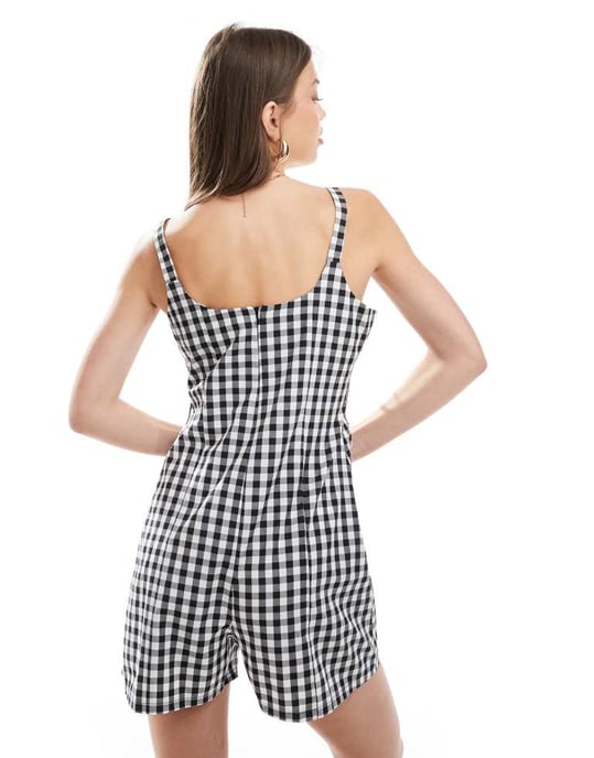 ASOS DESIGN rutigt godet jumpsuit i mono - Image 4
