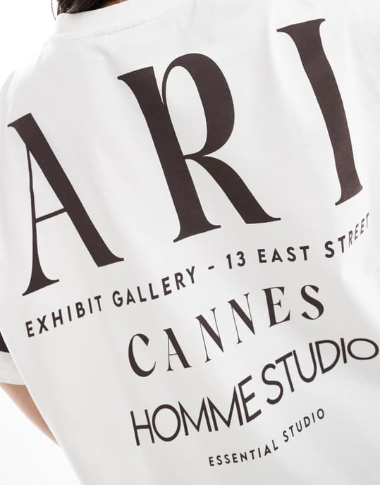 ASOS DESIGN oversized t-shirt med Paris-staplad rygggrafik i krämfärg - Image 2