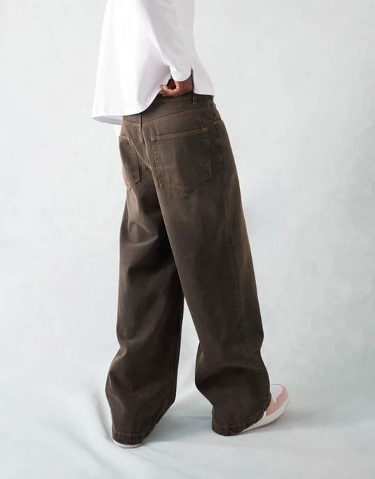 ASOS DESIGN super baggy jeans i brun tvätt - Image 2