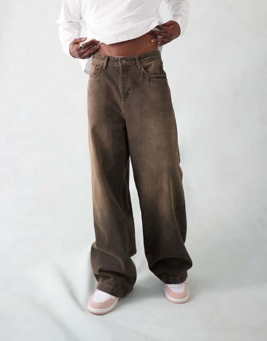 ASOS DESIGN super baggy jeans i brun tvätt - Image 4