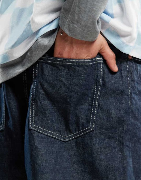 Weekday Astro unisex lågrisk baggy jeans i blå tvätt - Image 3
