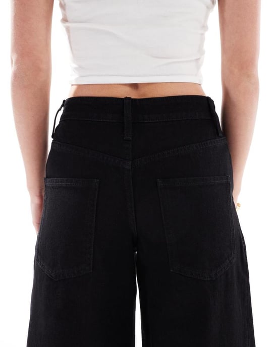 Miss Selfridge Petite vida jeanstroja i ren svart - Image 4